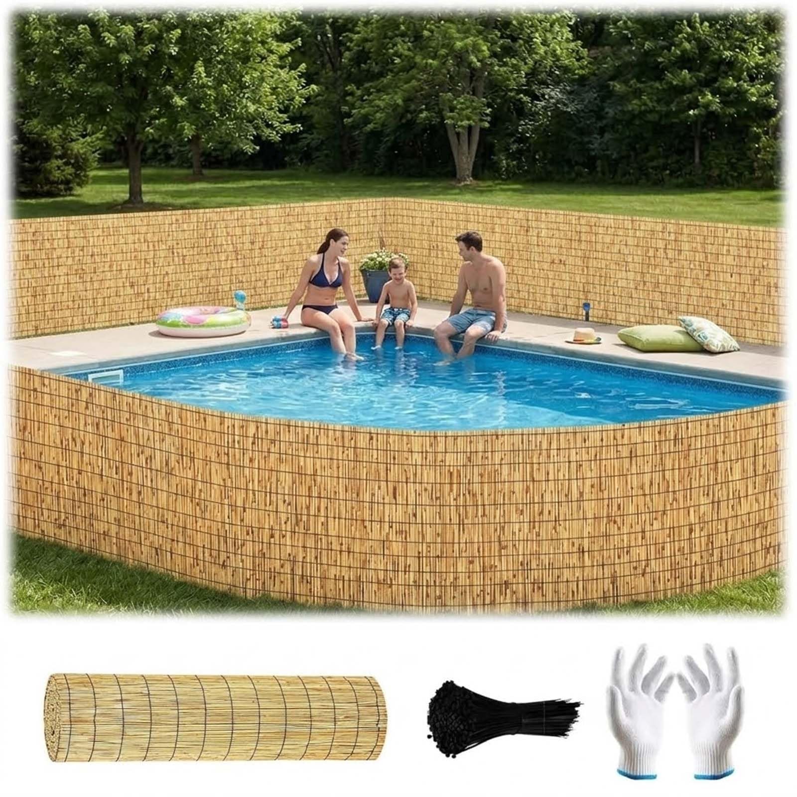 Canisse Roseau Naturel Brise-Vue de Jardin 0.3~2m Clôture Bambou Extérieur en Rouleau Occultant pour Balcon et Terrasse, Brise-Vent Pare-Vue Décoratif 1m~10m(Naturel,200x400cm)