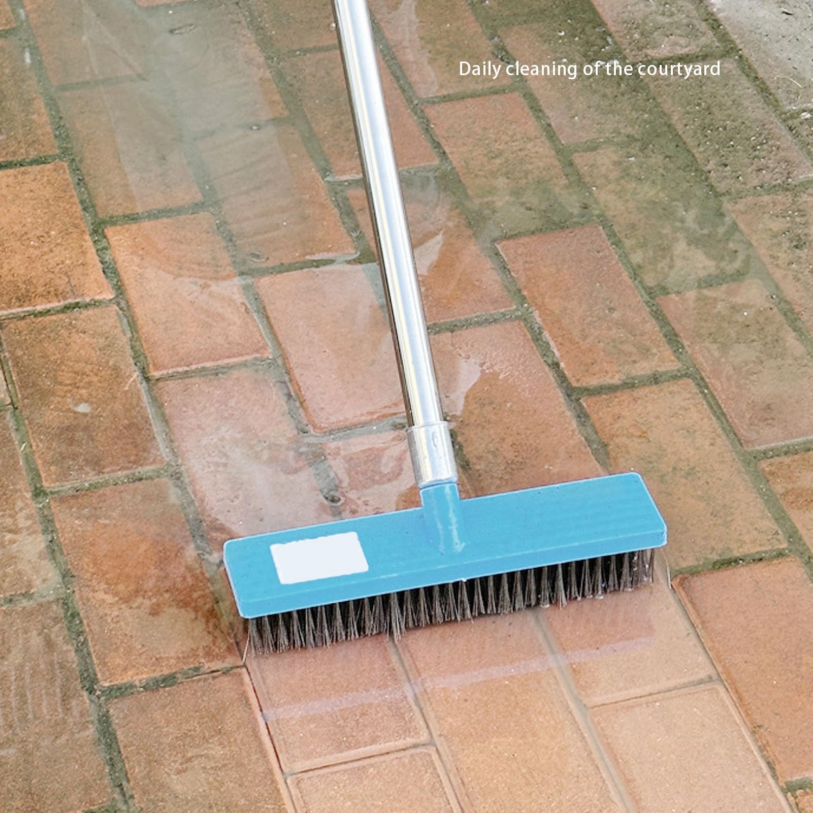 Cepillo de Limpieza Dura con Mango telescópico, Escoba de Alambre de Acero, eliminación de Suciedad y Musgo, Patio Exterior, jardín, Garaje con Uso Duradero (160cm)