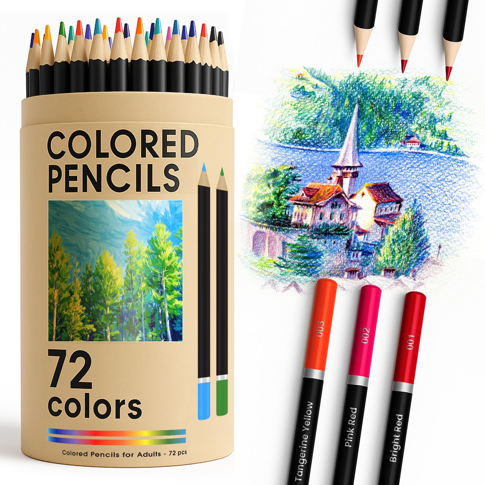 Amazon.com: ZENO 72 Vibrant Colored Pencils for Adult Coloring