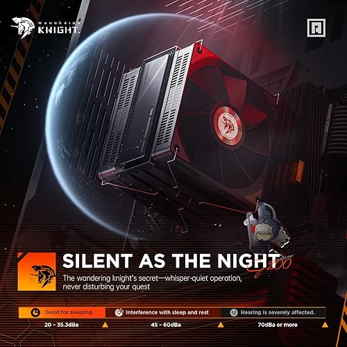 Miniatura 3 de AsiaHorse Wandering Knight CP200 - Enfriador de aire de CPU totalmente negro, 235 W TDP 4 tubos de calor de cobre ventilador de CPU con doble