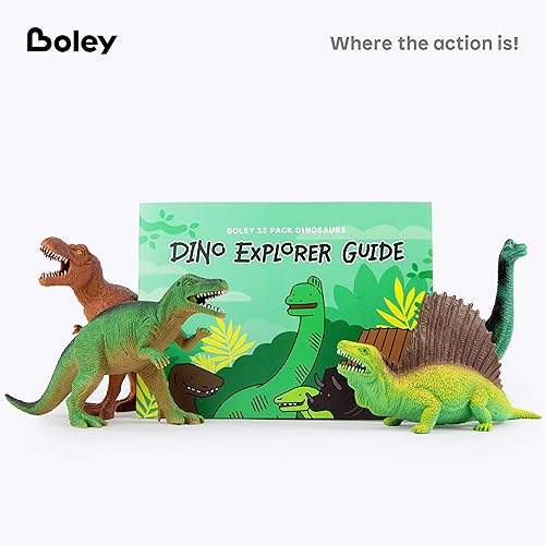 Miniatura 7 de Boley dinosaurio juguete educativo paquete de 12 para niños figuras de dinosaurios de 9pulgadas para la educación infantil T-Rex Triceratopos