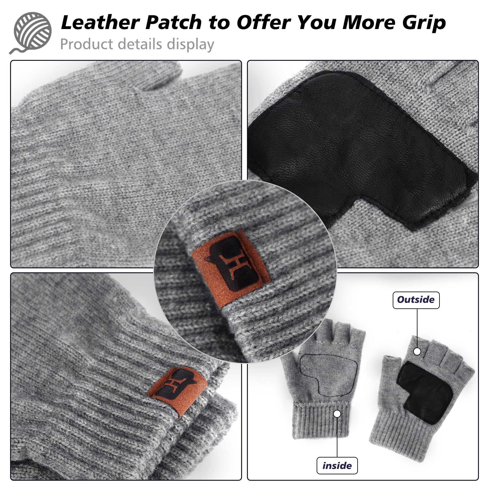 Maylisacc Guanti a Maglia Termiche Invernale, Guanti Touch Screen da 24cm per Uomo e Donna con la Mano Grande, Perfetto per Mandare Messaggio, Digitare Smartphone