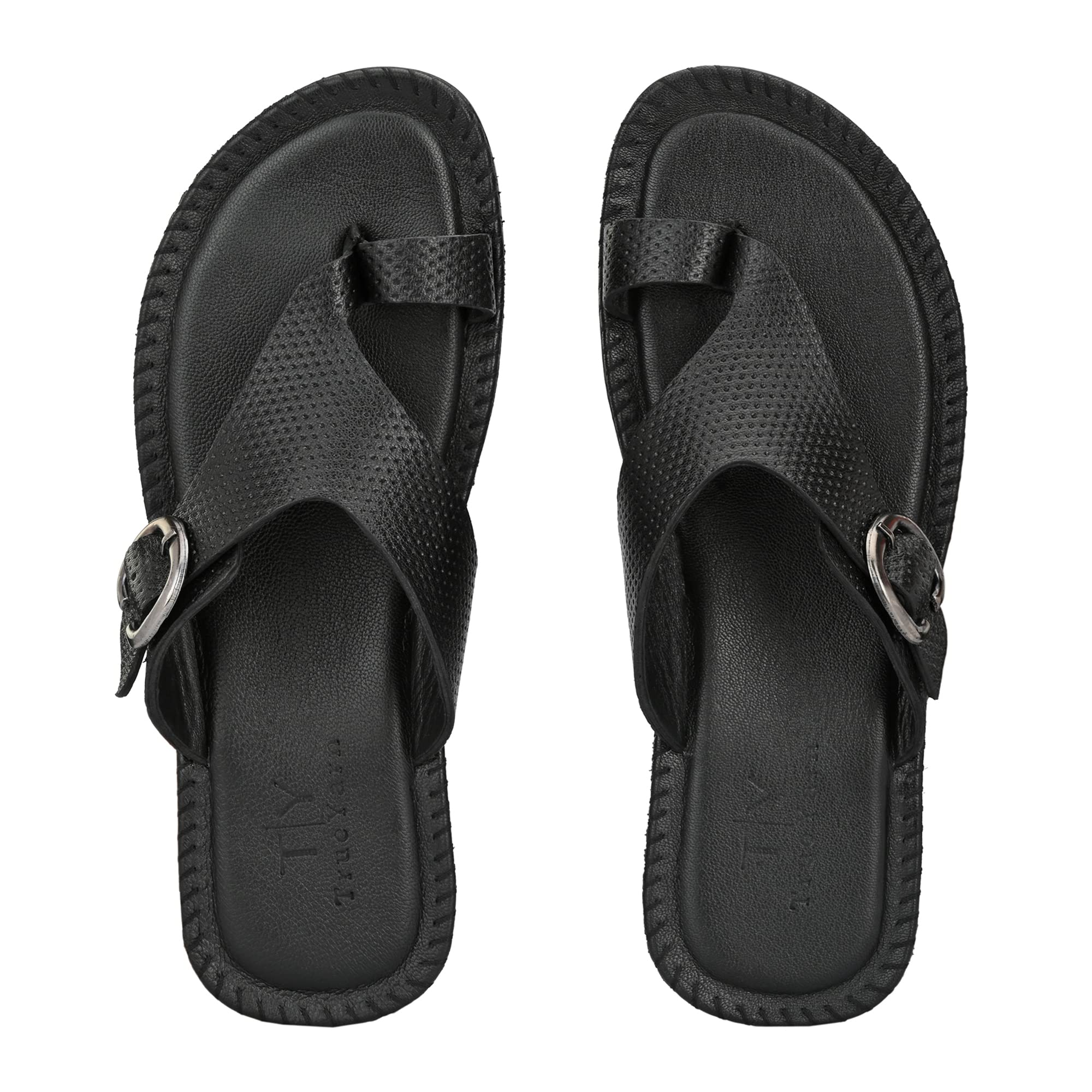 TrueYarn Mens Genuine Leather Slippers | Thong Slippers for Men |Stylish | Comfortable | Durable | Anti- Skid | All Occasion Slippers | UK - 9 (BLACK) (B0B1B6ZNQR) Amazon Price History, Amazon Price Tracker