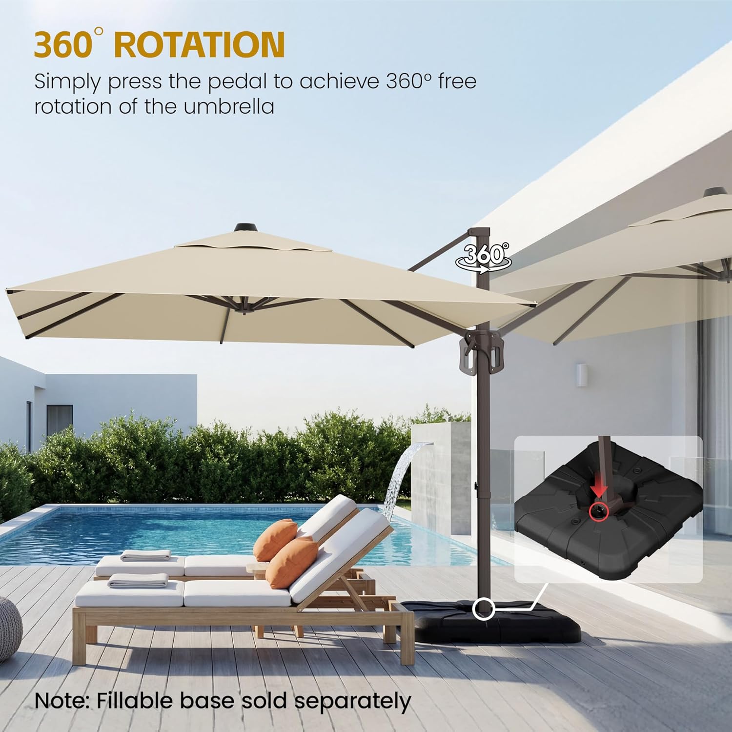 HASLE OUTFITTERS 9x12 FT Patio Cantilever Umbrella, Outdoor Offset Large Rectangular Heavy Duty Umbrellas with 360° Rotation for Pool Garden Deck，Beige