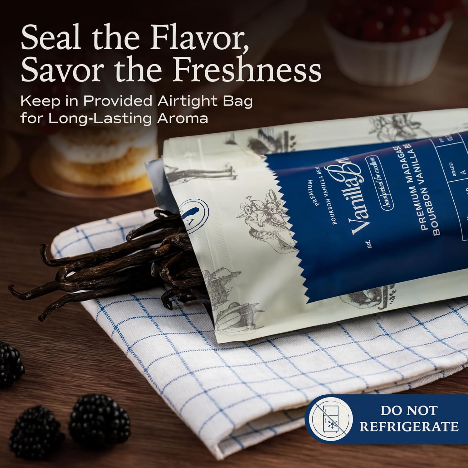 55 Madagascar Vanilla Beans Grade A - Gourmet Bourbon Vanilla Pods 6.3-8.3" - For Baking, Cooking & Homemade Vanilla Extract - VanillaBros