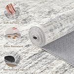 9x12 Area Rugs for Living Room: Washable Large Neutral Abstract Rug Soft Non Slip Stain Resistant Low Pile Indoor Carpet for Bedroom Dining Room Nursery Office Playroom - Grey White Brown