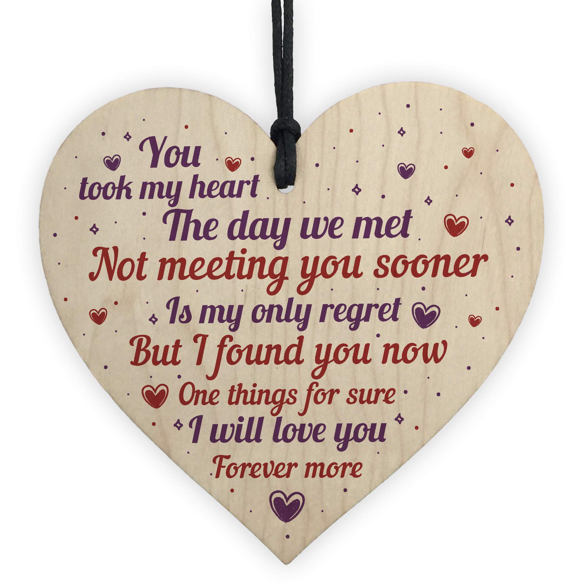 Red Ocean 1st 2nd 3rd Anniversary Wooden Heart Girlfriend Boyfriend Wife Wedding Love Sign