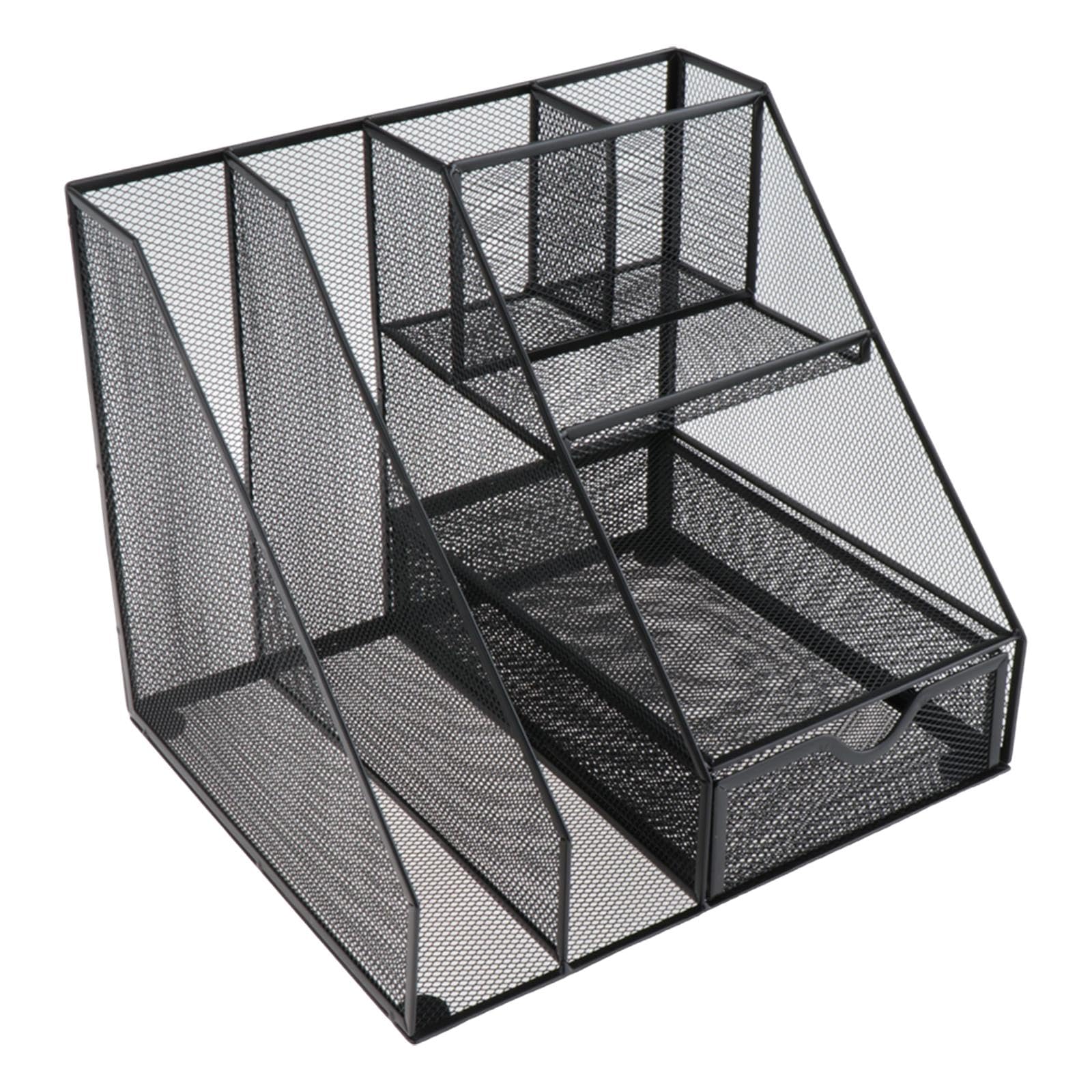 Soporte de Archivos para Escritorio, Estante Vertical de Almacenamiento, Organizador de Trabajo en Metal, Cajón a La Derecha