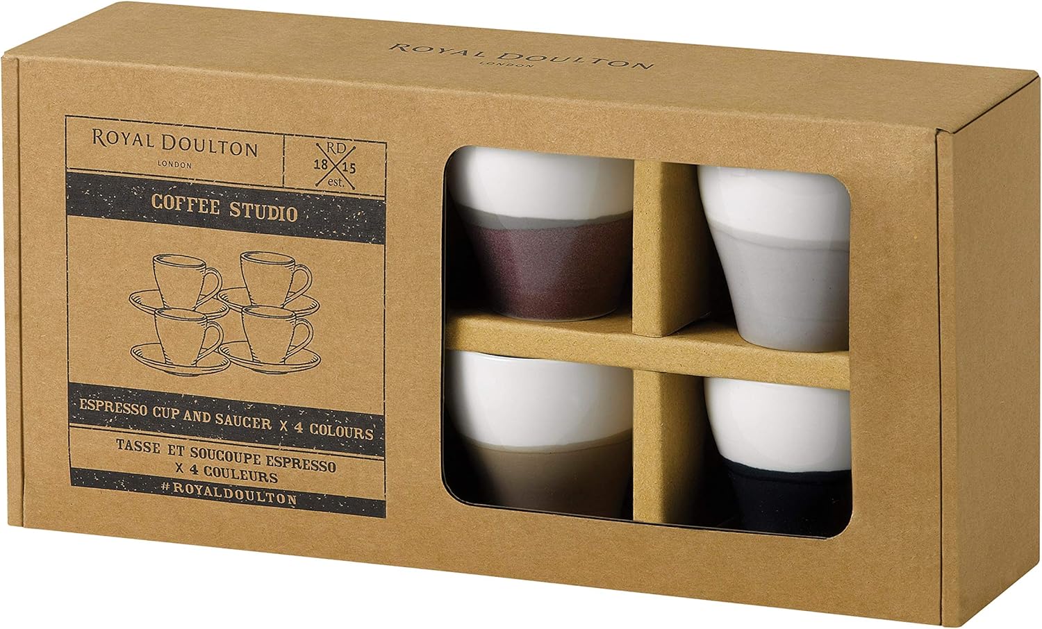 Promo 40% OFF Royal Doulton Coffee Studio Espressco Cup & Saucer Mixed Set/4, Porcelain, Espresso Cups and Saucers