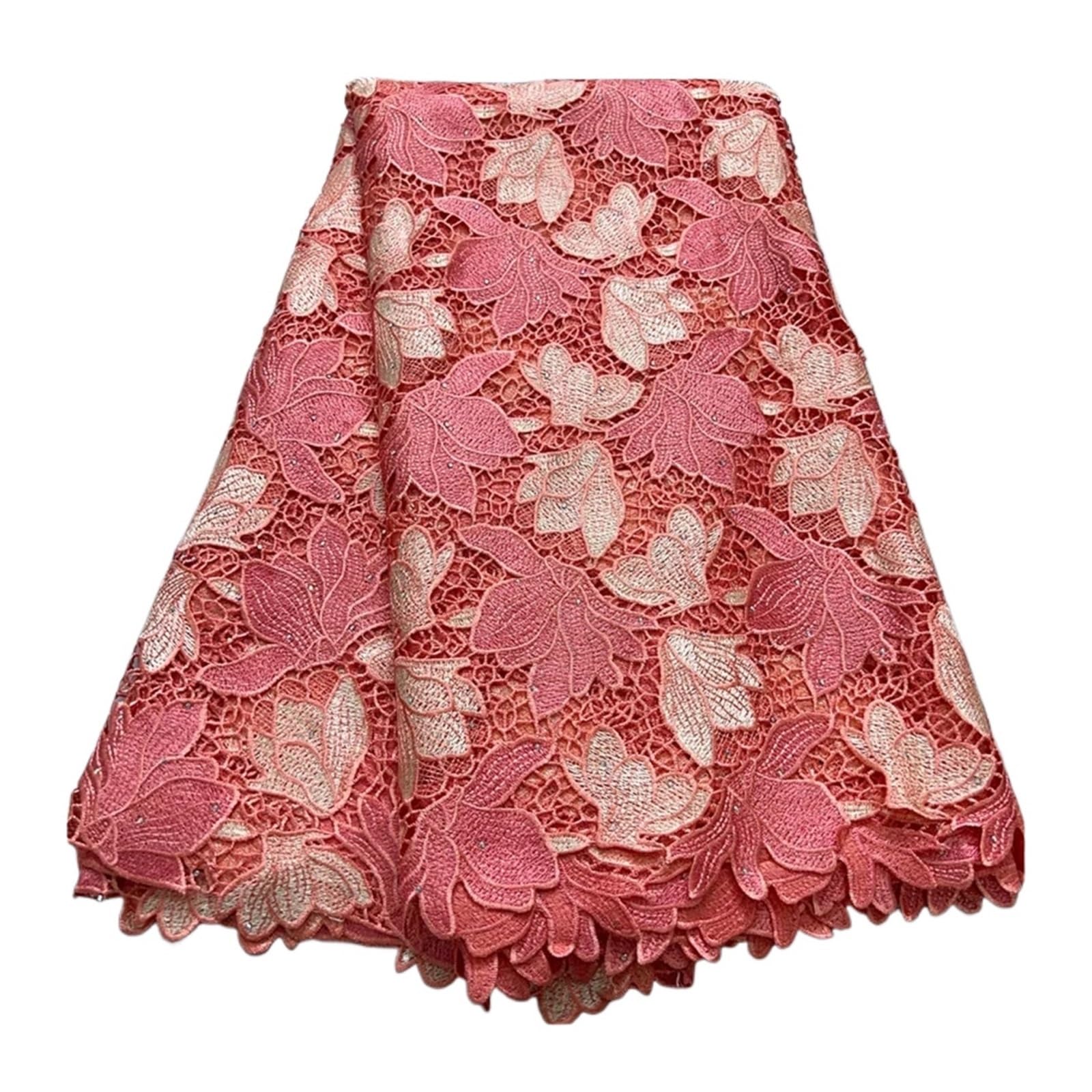 HKVTVCYPYA 5 Yards Cord Guipure Lace Fabric Water Soluble African Nigerian for Women Party Dress(2Cord Fabric)