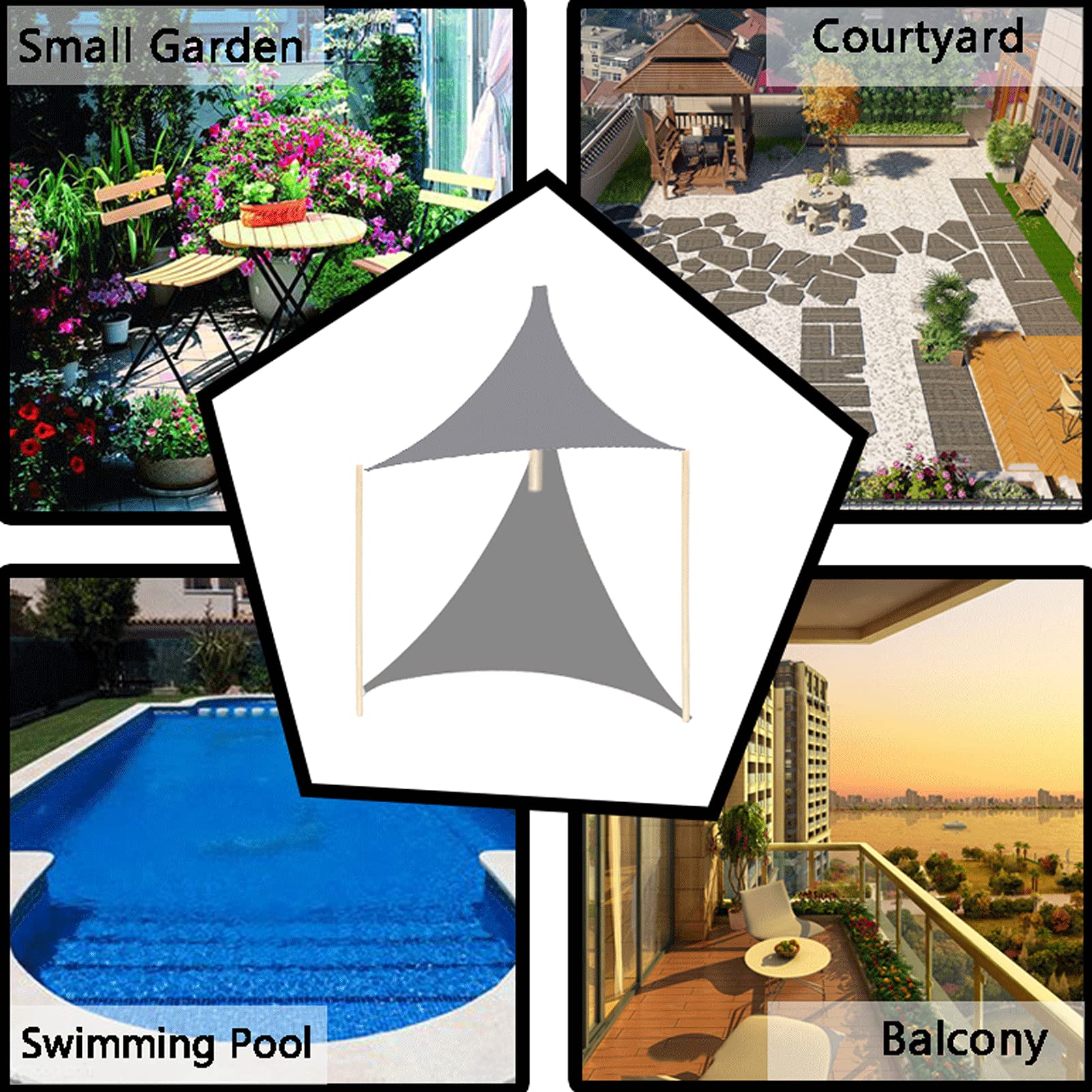 Telo impermeabile per esterni, 3,5 x 3,5 m, telone parasole, con accessori per giardino, piscina, cortile, perfetto per proteggere dal sole