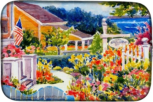 Caroline's Treasures 6032DDM Seaside Beach Cottage - Tapete para secar platos, 14 x 21 pulgadas, multicolor