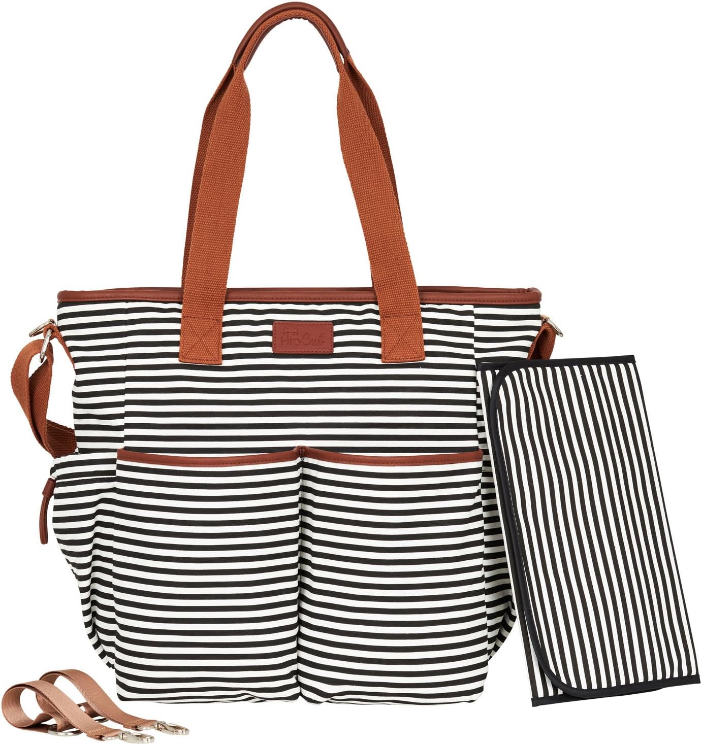 Black Diaper Bag Tote Collection by Hip Cub - W/Matching Baby Changing Pad