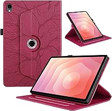 Case for Samsung Galaxy Tab S11 11 Inch SM-X730 SM-X736, Premium PU Leather 360 Degree Rotating Shockproof Flip Tablet Case Cover with Stand Function Cover with Pencil Holder – Red