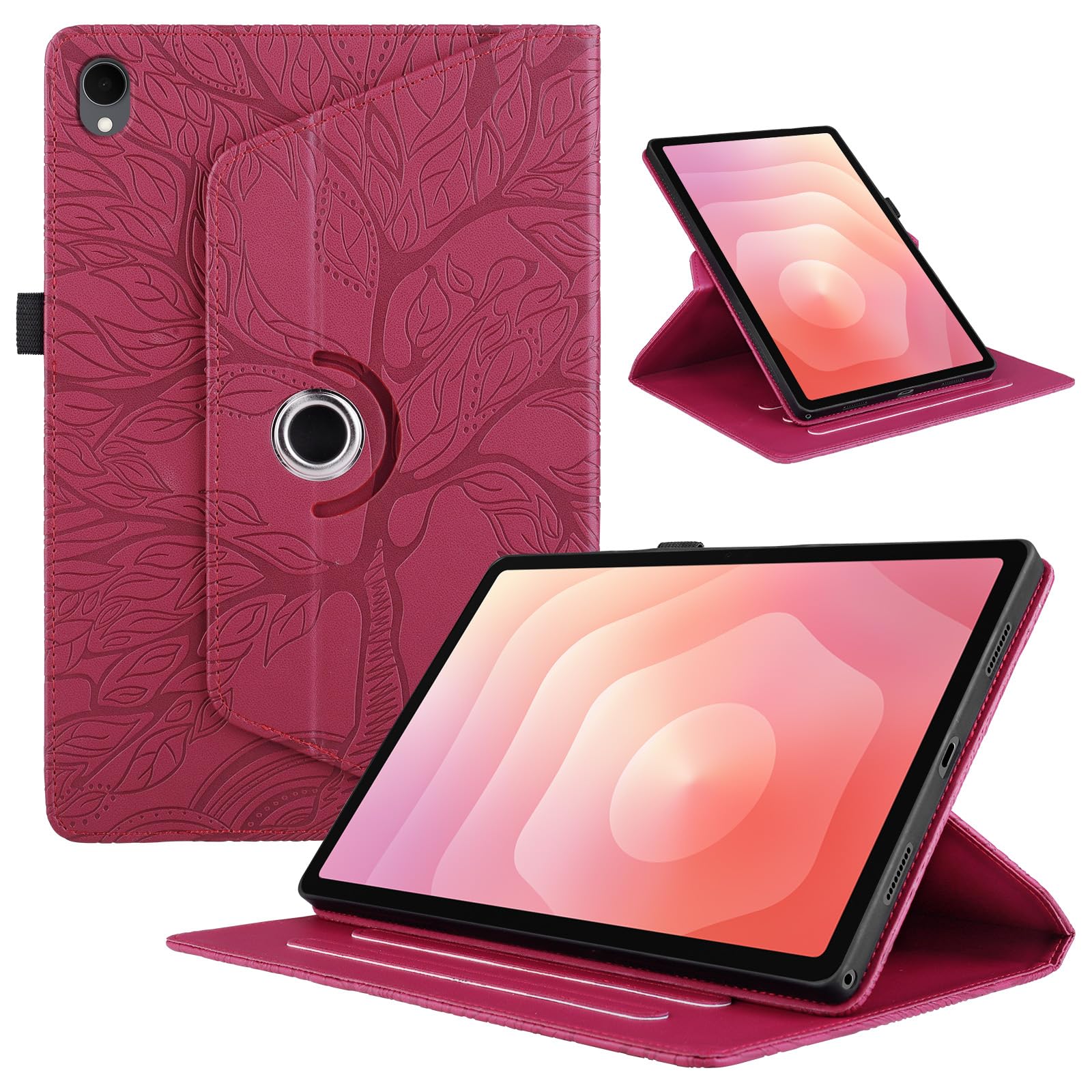 Funda para Samsung Galaxy Tab S9/ S8/ S7 11" (SM-X710/X700/T870) PU Cuero Tablets Protectora Cover 360°Carcasa Giratoria de ángulo Múltiple Stand Función Tablets Funda,Rojo Árboles — view 149