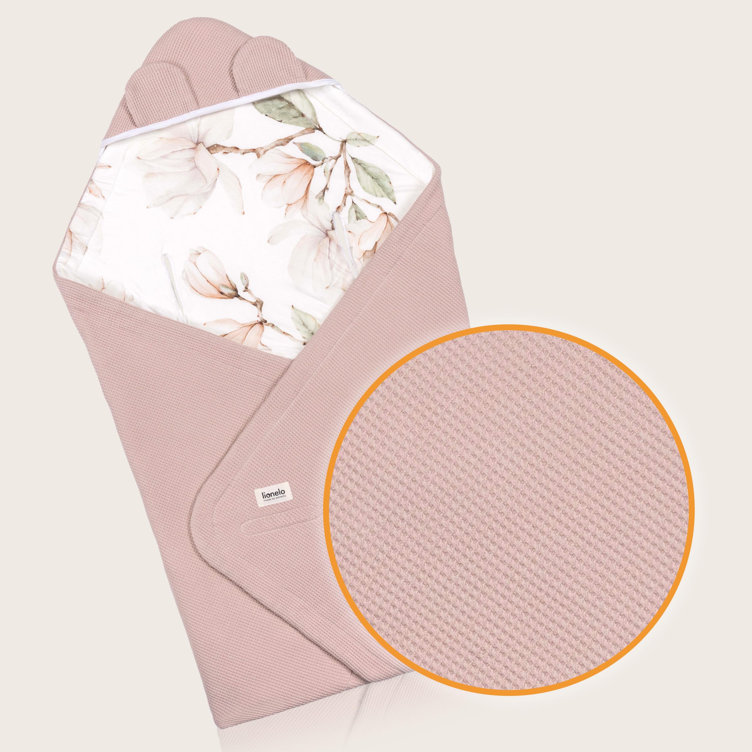 lionelo TRAVEL SWADDLE BLANKET Coperta Pesante per Bebé 90x90 cm 100% Cotone Compatibile con Seggiolino Auto, Ovetto e Passeggino, Copertina Morbida per Tutto l’Anno, Chiusura