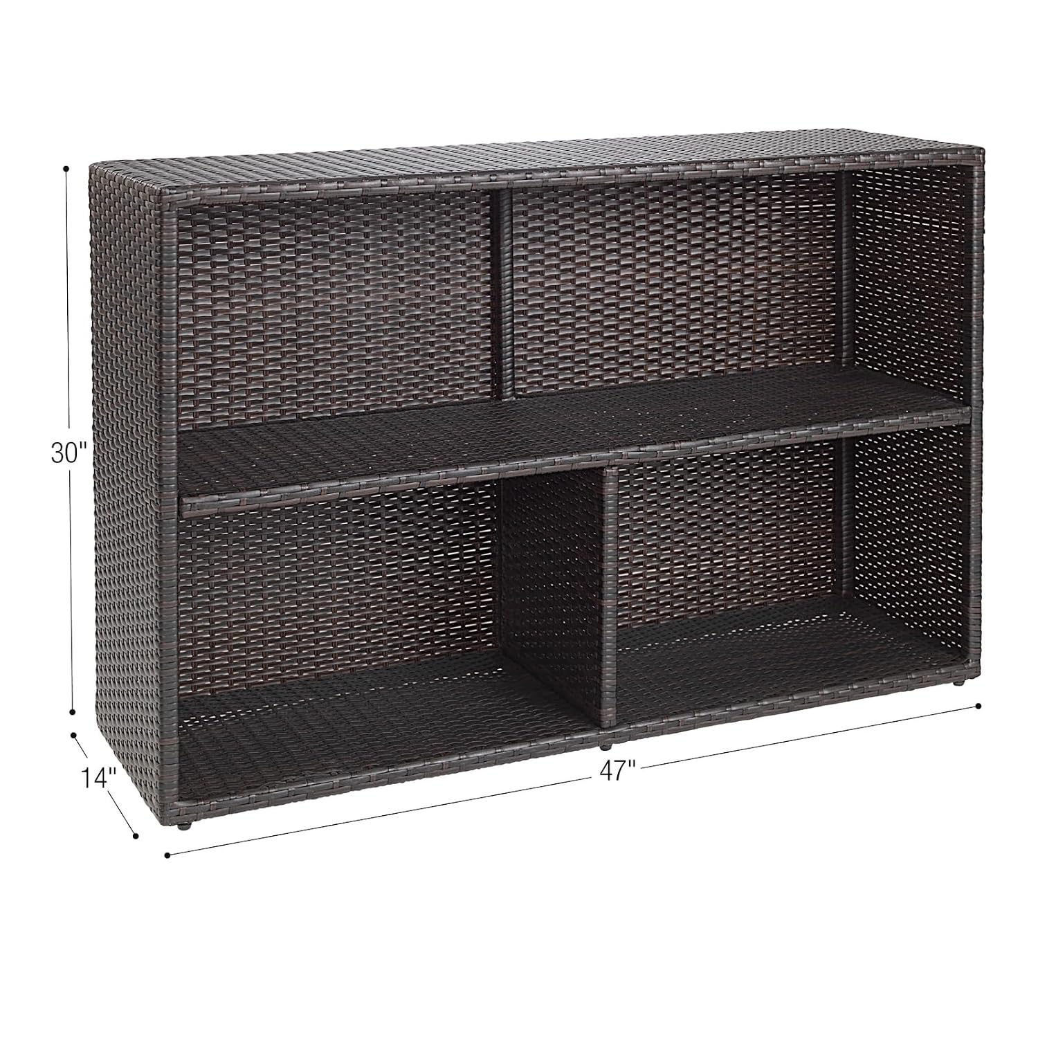 Excellerations Indoor/Outdoor Wicker-Look Storage Shelf with 3 Cubbies Preschool Furniture, Classroom Shelf