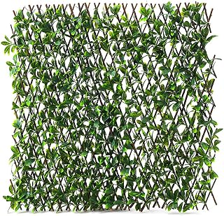 INMOZATA Artificial Ivy Hedge Screening Artificial Leaf Trellis Wall Fence Garden Balcony Privacy Screen(Laurel Leaf,0.9x1.8m)