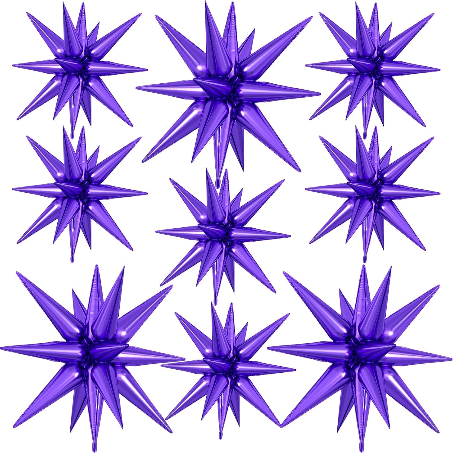 9Pcs Dark Purple Star Balloons, Large Explosion Star Foil Balloons, Metallic Purple Mylar Spike Balloon for Birthday Wedding Anniversary New Year Christmas Graduation Party,3 Pcs 27Inch & 6 Pcs 22Inch