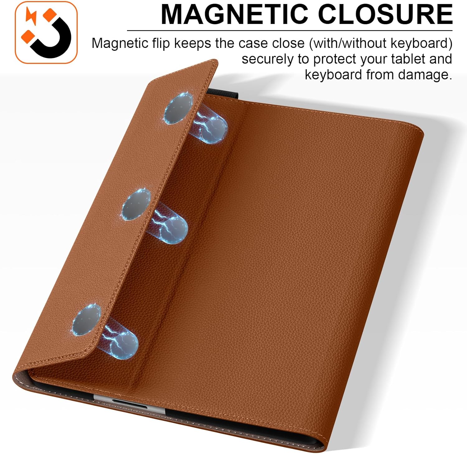 for Pro 9/10/11 Case 13 inch 2022/2024 Leather Cover Protective Shell Compatible with Type Cover Keyboard and Pencil Holder.Brown - Image 4