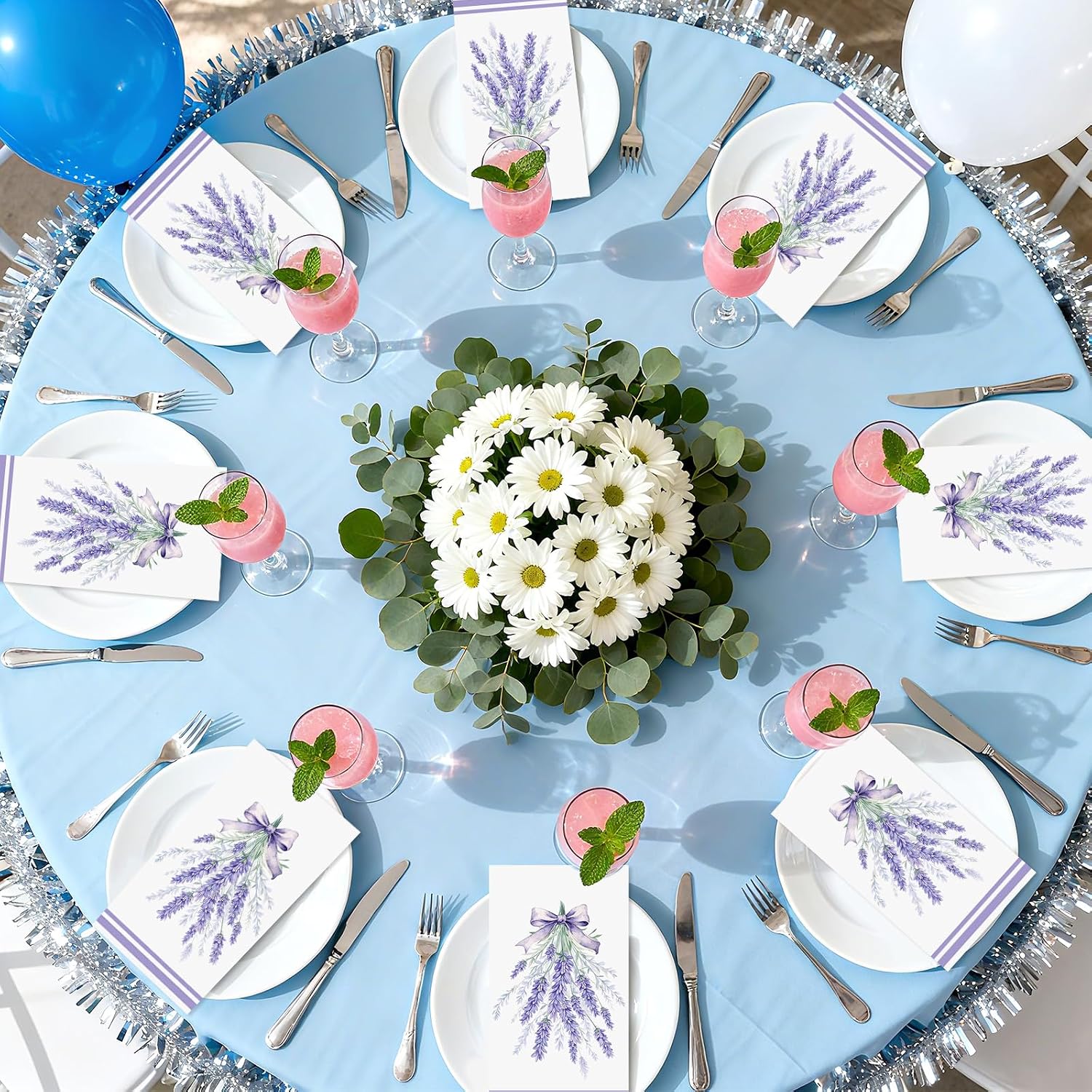 100 Pcs Lavender Paper Napkins 3 Ply Lavender Flower Napkins Disposable Purple Flower Beverage Napkins for Floral Girl Baby Shower Birthday Baby Shower Tea Party Table Decor