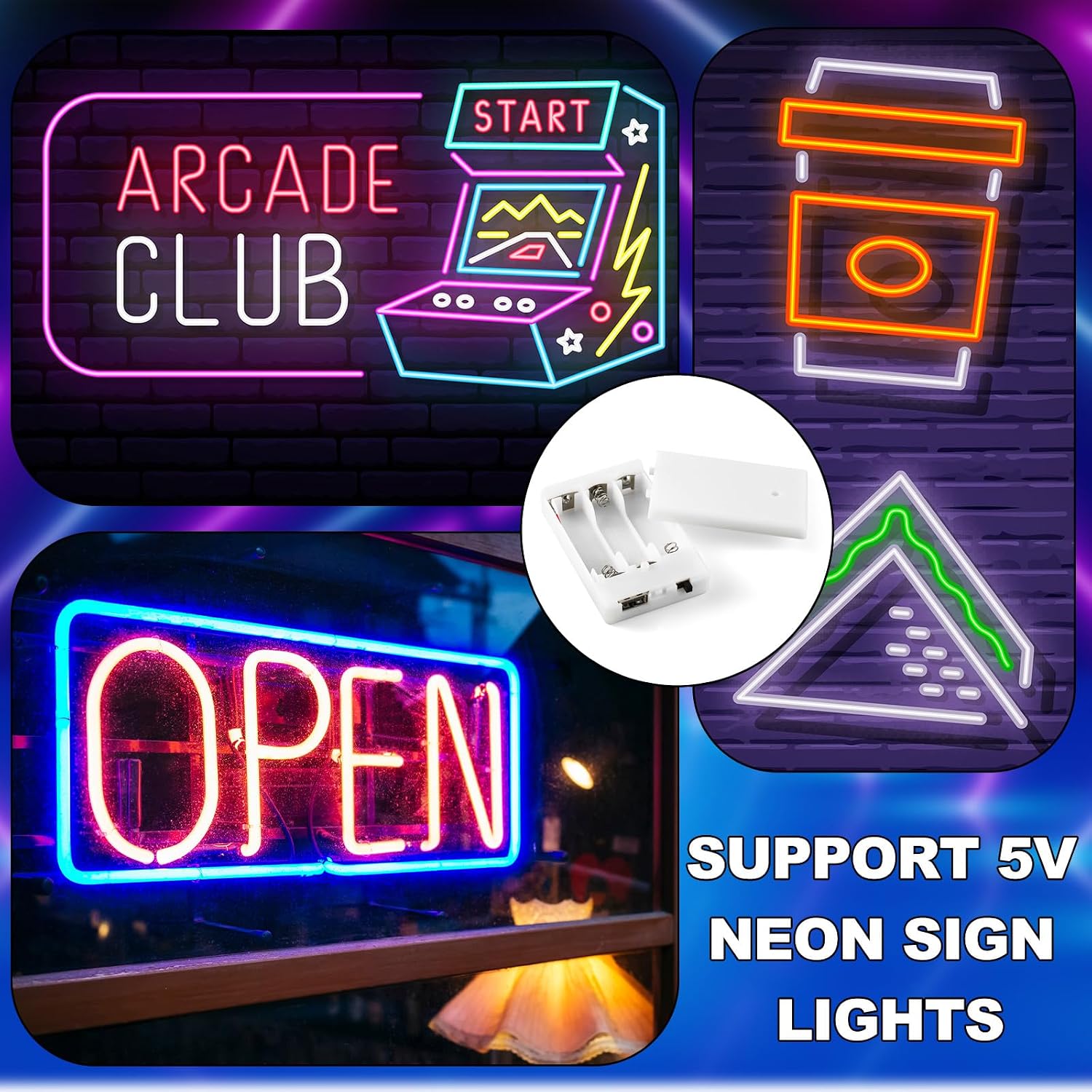 Copkim 6 Pcs 3 AA USB Battery Pack for LED Lights White Portable Battery Box Holder with Switch for 5V Plug-in LED Light, Fairy String & Curtain Lights, Indoor & Outdoor Decorations