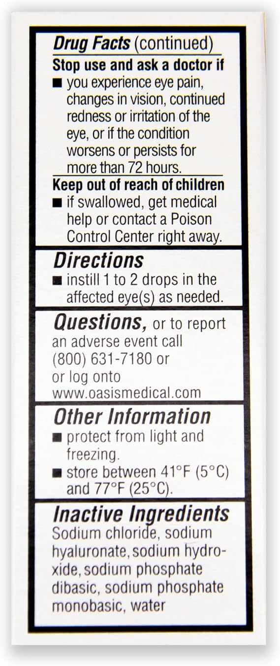 Oasis TEARS OT6500 PF Plus Preservative-Free Lubricant Eye Drops Dry Eye Relief | Artificial Tears | 0.34 FL OZ (10 mL)