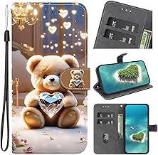 for Samsung Galaxy A36/A56 5G Case PU Leather Wallet Protective Phone Cover with Stand Magnetic Card Holder Flip Folio Shockproof Cases for Samsung Galaxy A36/A56 5G, Bear