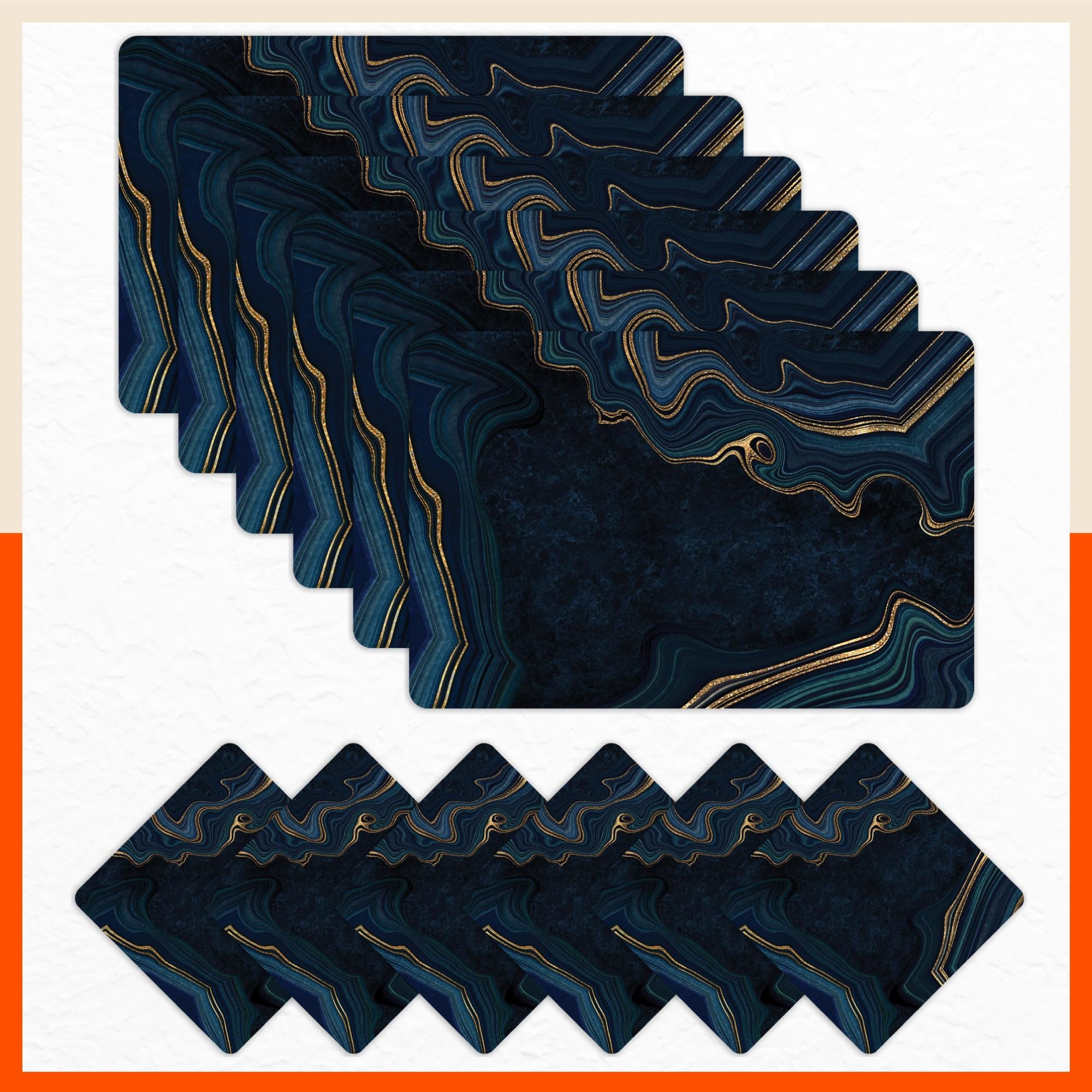 Table Mats by Bathla - Set of 6-45cm x 30cm Table Placemats & Coasters for Home Dining Table | Multipurpose, Heat-Resistant, Waterproof & Washable | Matworks (Abyss, Polyvinyl Chloride) (B099F7C217) Amazon Price History, Amazon Price Tracker