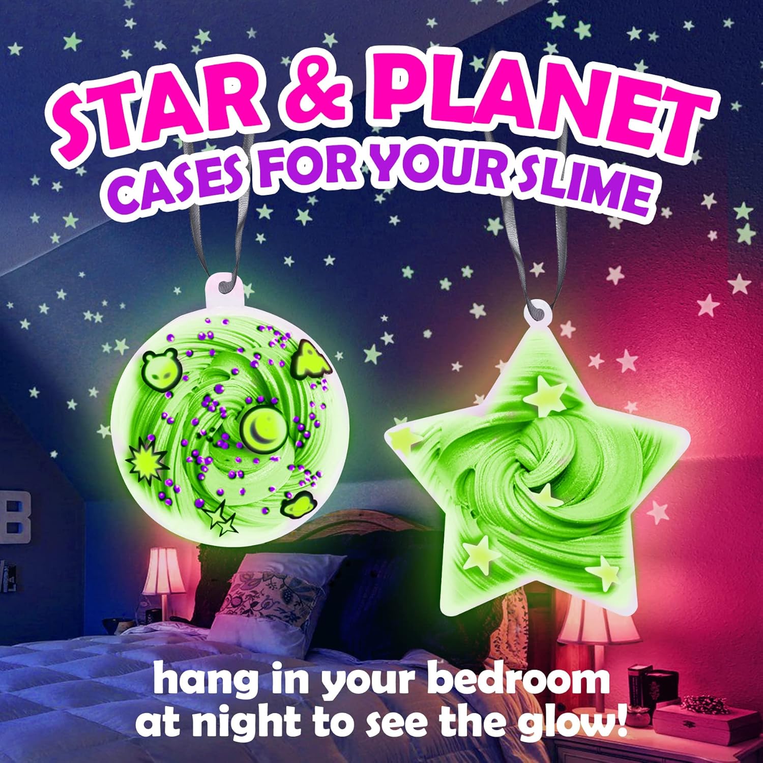 Original Stationery Galaxy Slime Kit, Fun Slime Set with Glow in The Dark Stickers and Glow in The Dark Powder to Make Glitter Slime & Galactic Slime! : Toys & Games