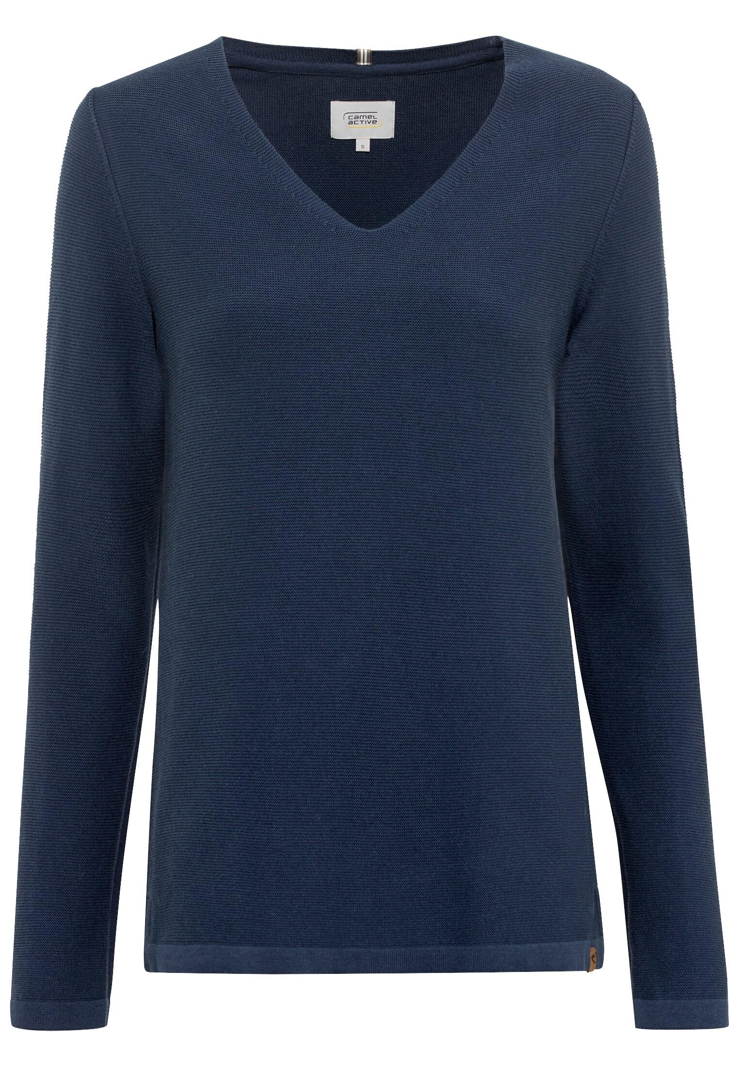 camel active Damen Feinstrickpullover mit V-Ausschnitt