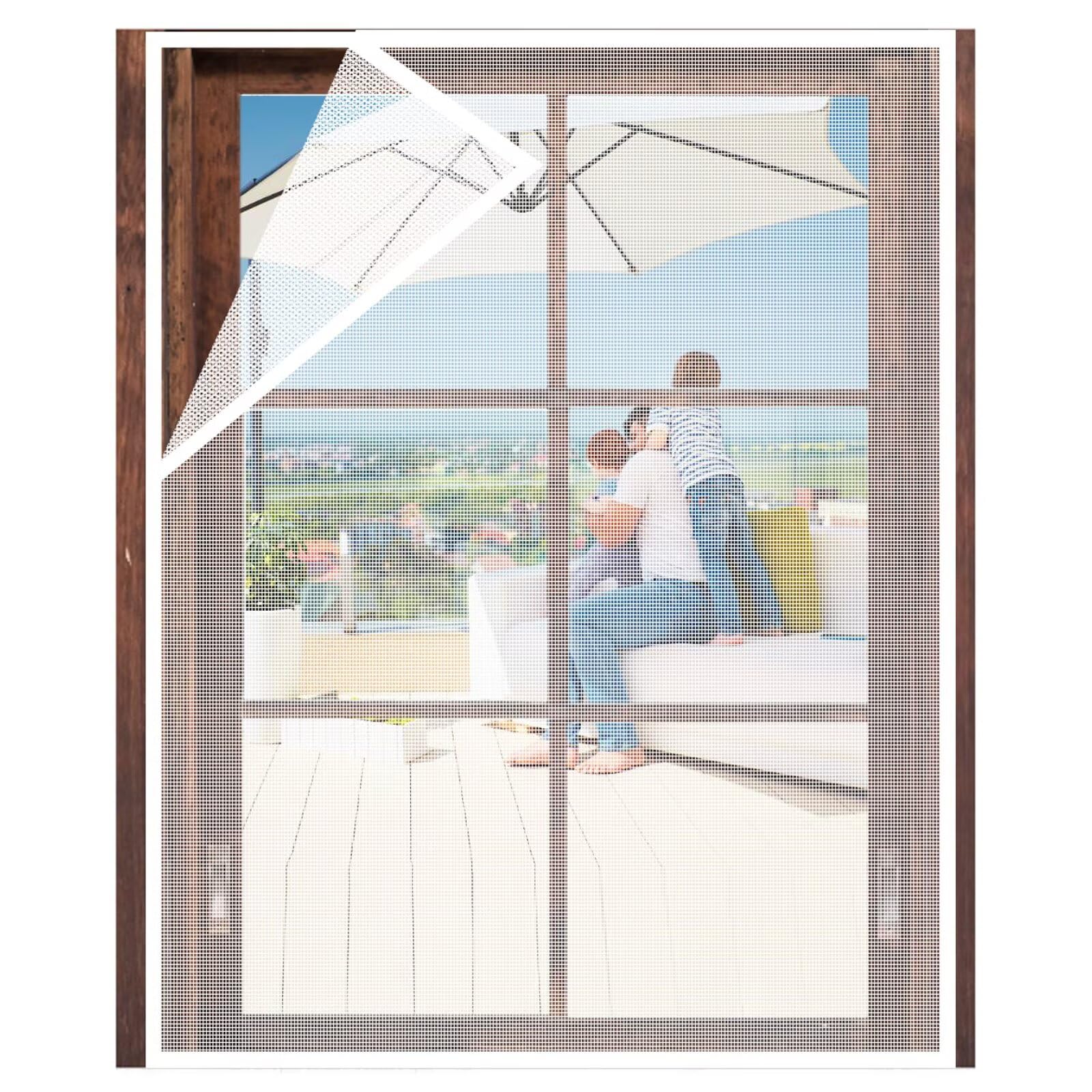 Moustiquaire extérieure fenêtre 90x150 cm store filet insecte blanc amovible