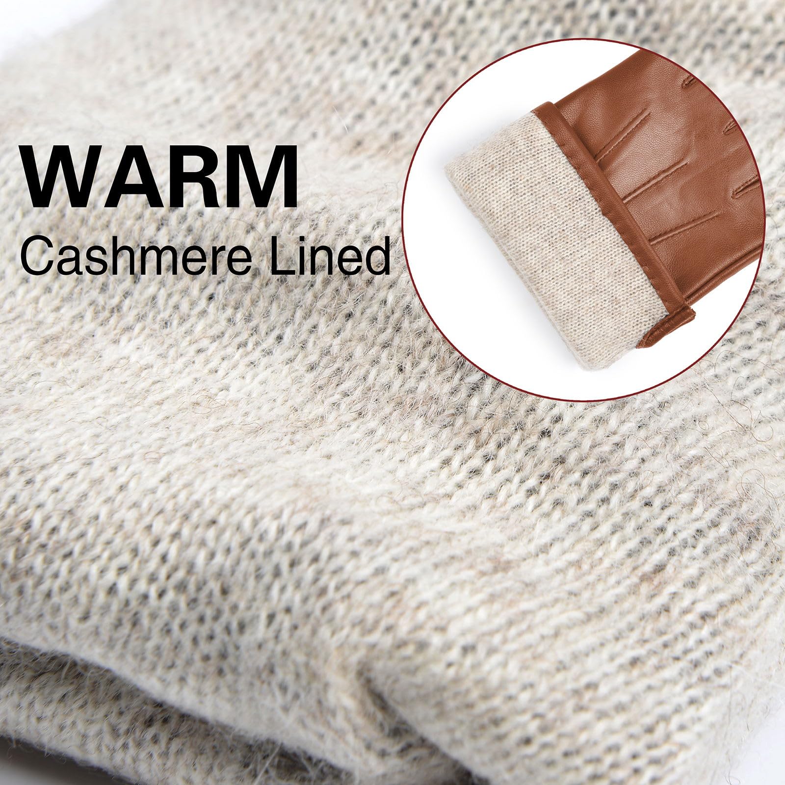 Harssidanzar Guanti da uomo in pelle foderati in cashmere caldi e touchscreen SM052EU