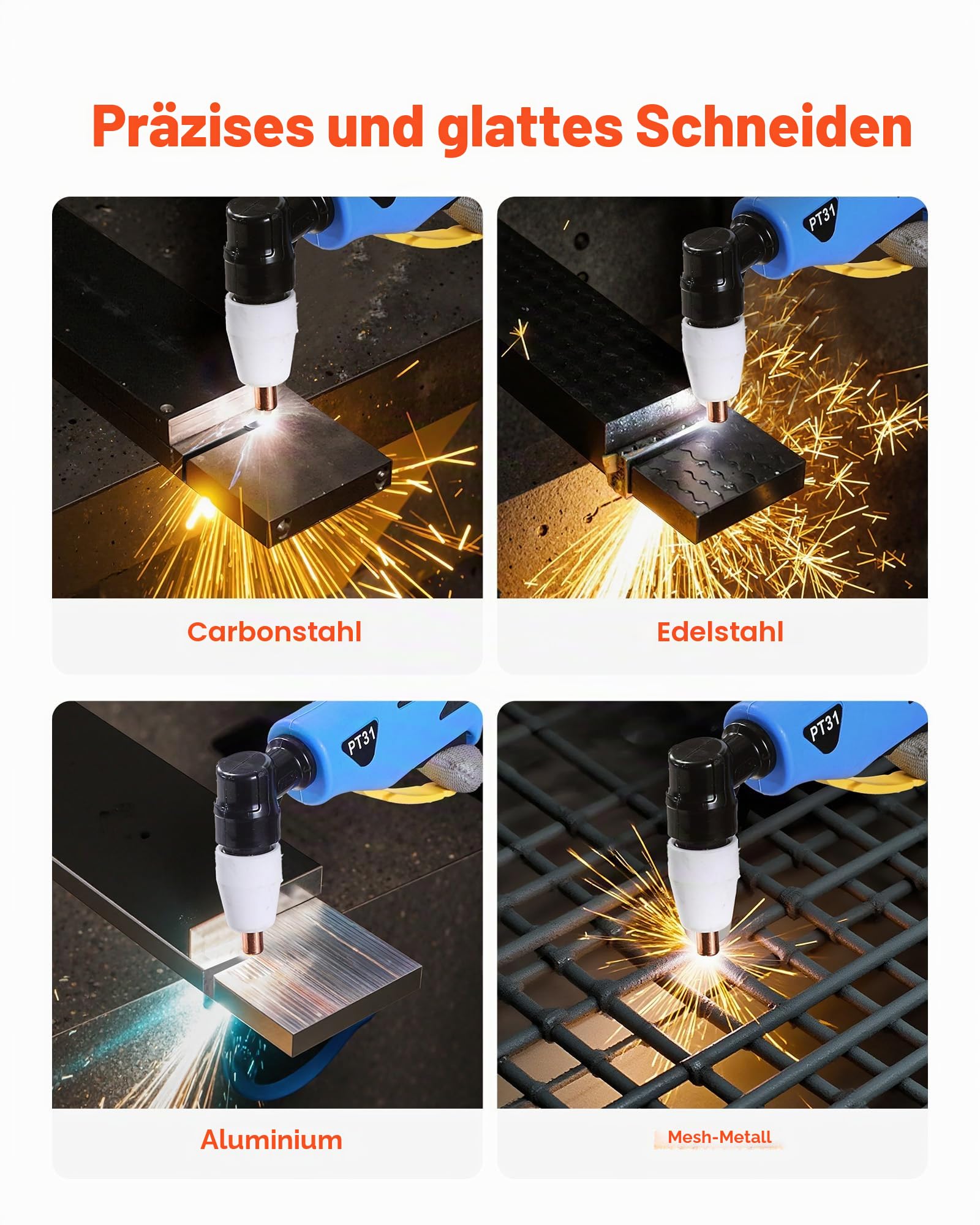 VEVOR Plasmaschneider, 50A Plasmaschneidgerät, Digitalanzeige IGBT Inverter-Schneidemaschine mit 2T/4T-Funktion & einstellbarer PA/PT-Zeit, Ideal für Heimreparaturen, Werkstätten