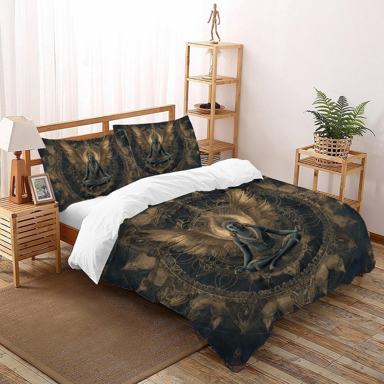 Housse de couette Bouddha microfibre anti-plis avec fermeture éclair 200x200