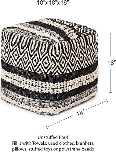 Miniatura 3 de REDEARTH · Puf otomano sin rellenos, con textura, cubo de almacenamiento, puf, reposapiés para sala de estar, dormitorio, guardería, habitación de