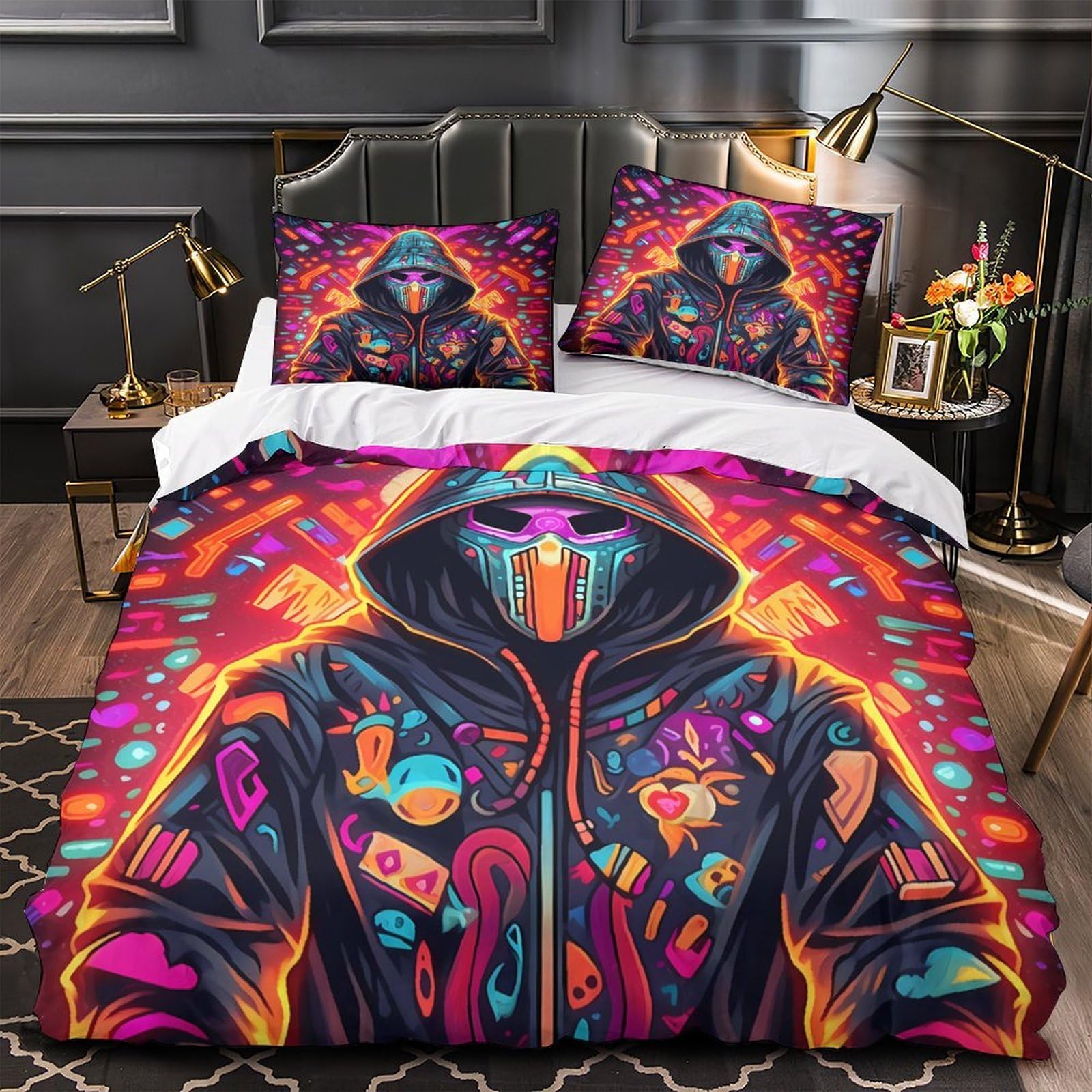 Housse de couette cyberpunk hypoallergénique fermeture éclair pour lit enfant
