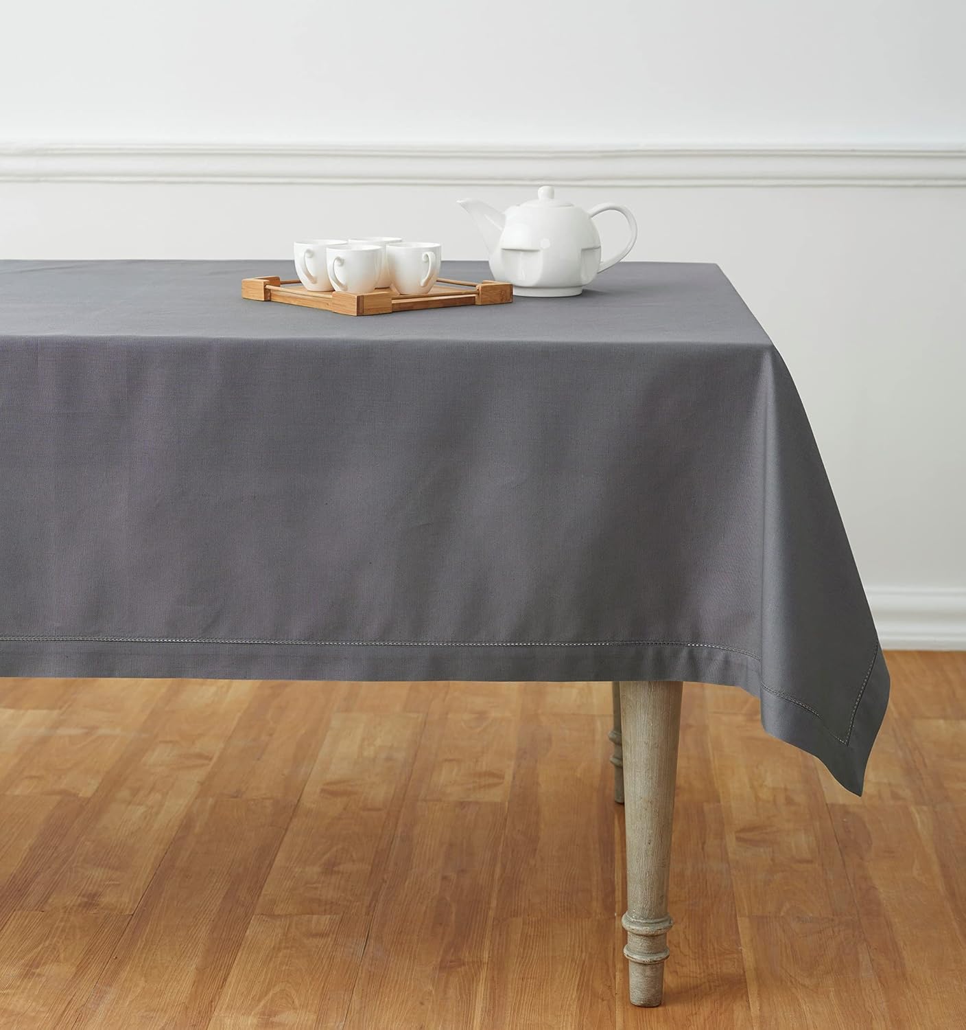 Solino Home Hemstitch Cotton Linen Tablecloth – 52 x 52 Inch, Natural Fabric Machine Washable - Navy Tablecloth for Indoor and Outdoor use : Home & Kitchen