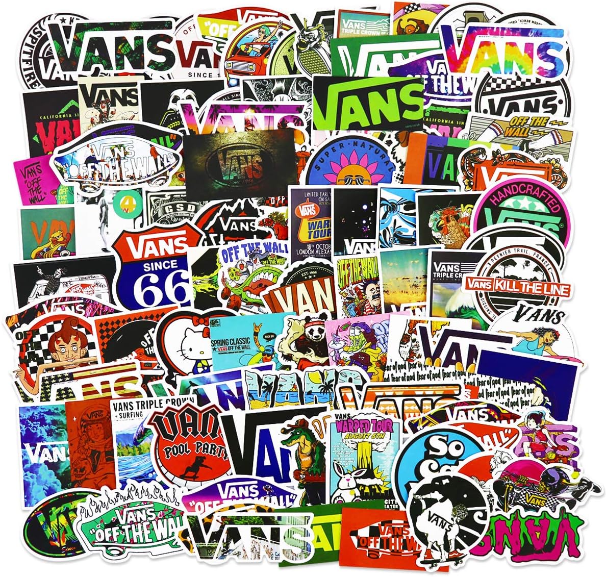 Skateboard Stickers Packs for Vans XUAN 100 Pcs Sports Brand Stickers Stylish Vinyl Stickers for Luggage Car Helmet Laptop Skateboard Personalize Decal
