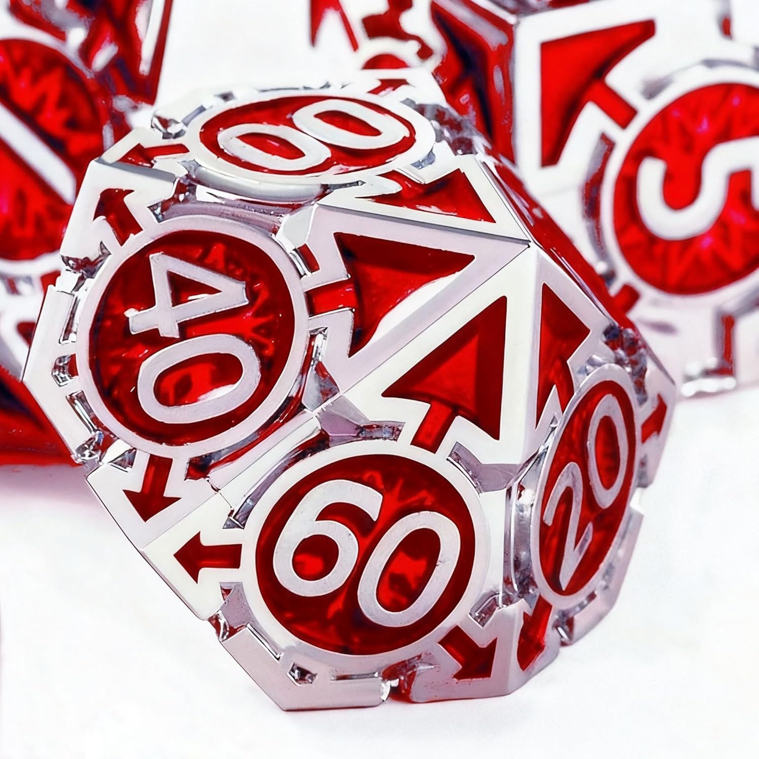 RULE DICE Metal DND Dice Set, D&D Dungeons and Dragons Dice, Large Role Playing Polyhedral D&D Dice Sets, Red Weighted Metallic D and D Dices, MTG RPG Dice DND with D & D Gifts Box
