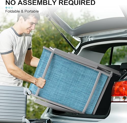 Miniatura 63 de Crestlive Products Juego de 2 tumbonas para exteriores, silla reclinable plegable de aluminio, ajustable 8 posiciones, sin montaje, perfecta