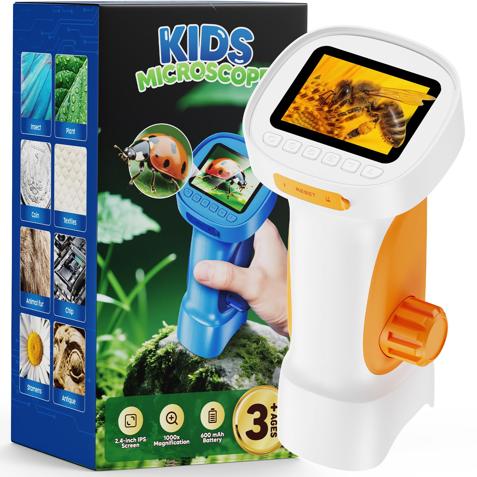 ASPOVEN Mmicroscope for Kids 1000X with Screen, Photo, Video Functions