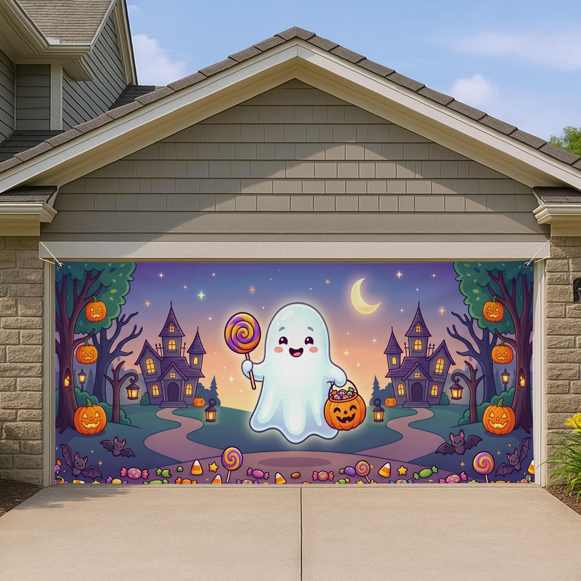 Housse Halloween pour extérieur : habillage rapide de porte de garage