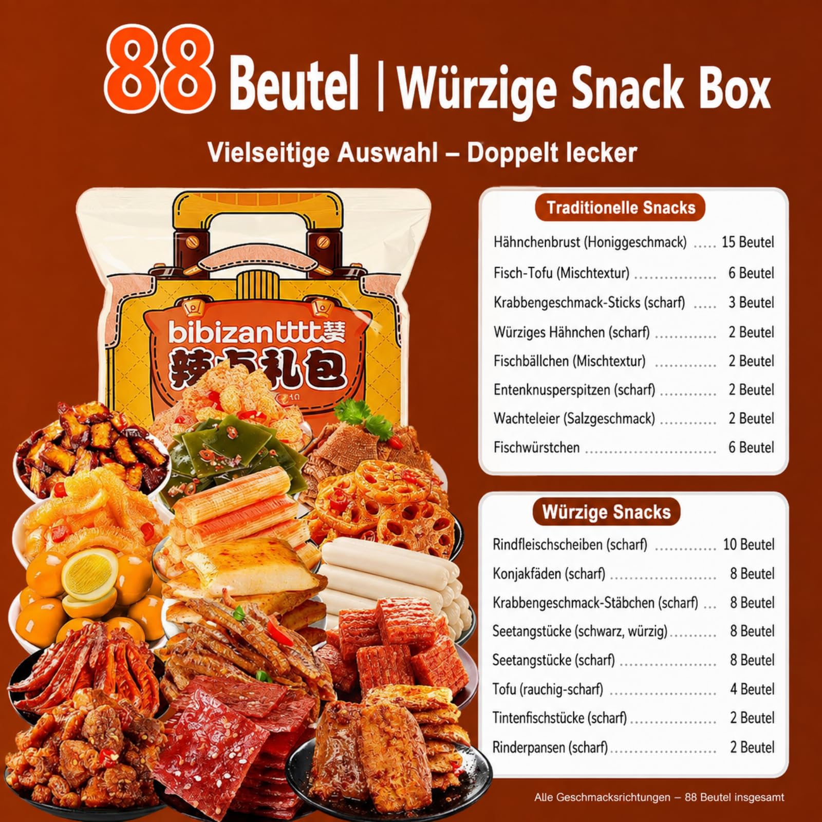 Große Snack Box mit 88 Snacks, Mischpaket für Filmabend & Party