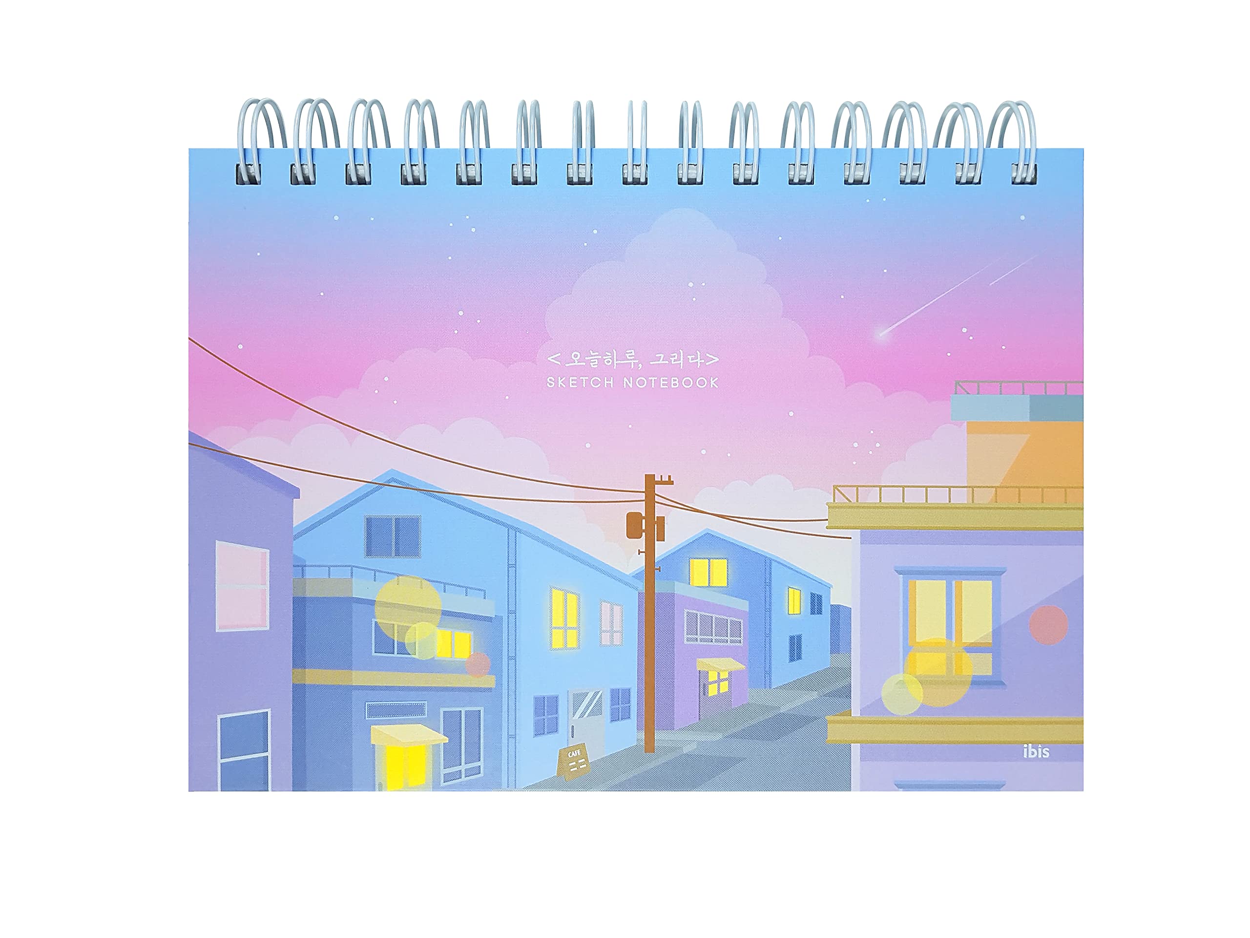 MELLOMENT Shining Day Spiral Sketchbook, Aesthetic Unlined Notebook, 5.8" x 8", 75 Sheets, Thick 130gsm Premium Quality Drawing Paper, Hard Cover,