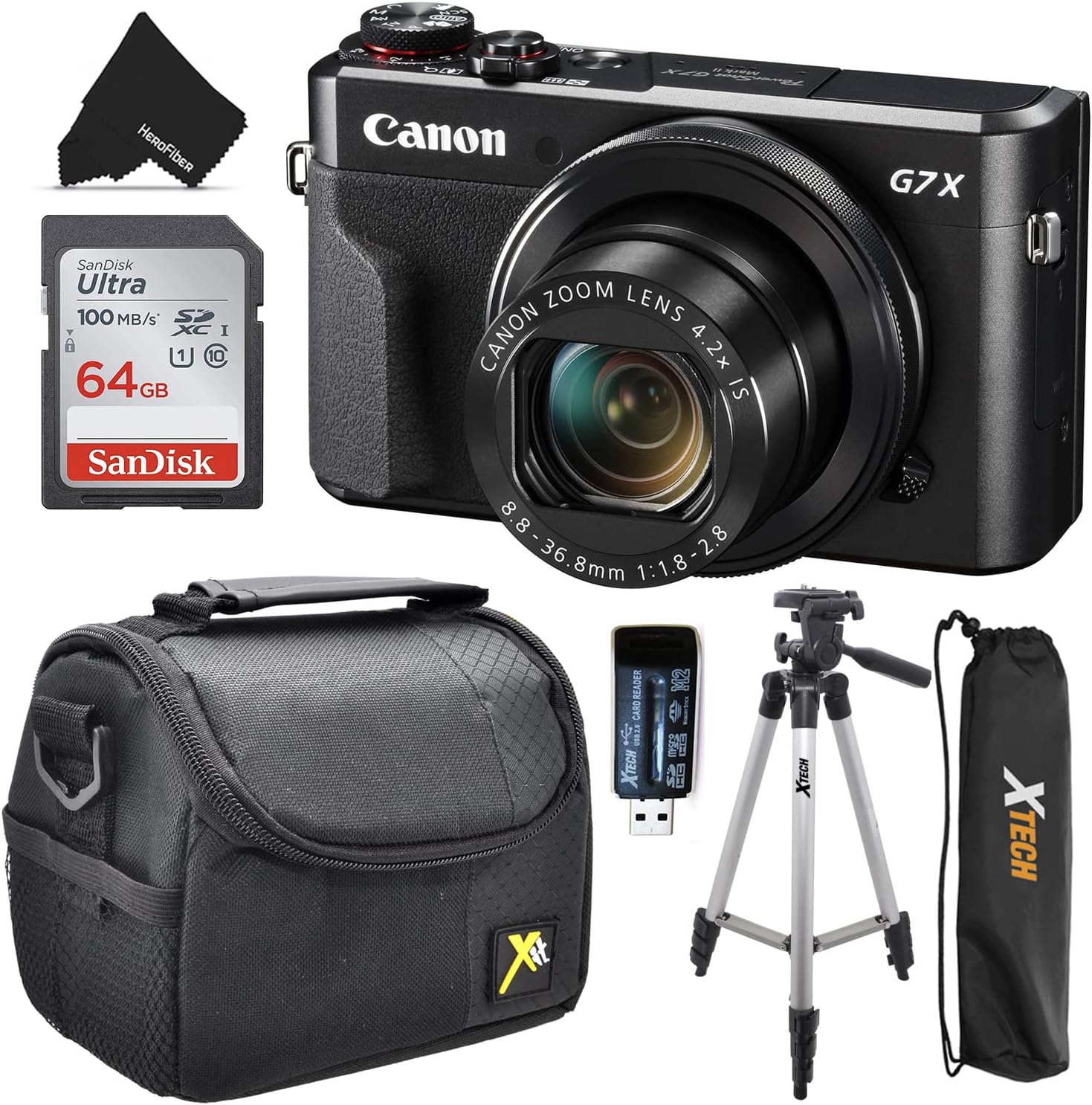 Exсluѕіvе Sресіаl Canon PowerShot G7 X Mark II Digital Camera w/ 1” Sensor, Tilt LCD Screen, Wi-Fi & NFC Enabled (Black) International Version + LED Light + 12pc 64GB Deluxe Accessory Kit w/HeroFiber Cleaning Cloth Exсluѕіvе Sресіаl Canon PowerShot G7 X Mark II Digital Camera w/ 1” Sensor, Tilt LCD Screen, Wi-Fi & NFC Enabled (Black) International Version + LED Light + 12pc 64GB Deluxe Accessory Kit w/HeroFiber Cleaning Cloth