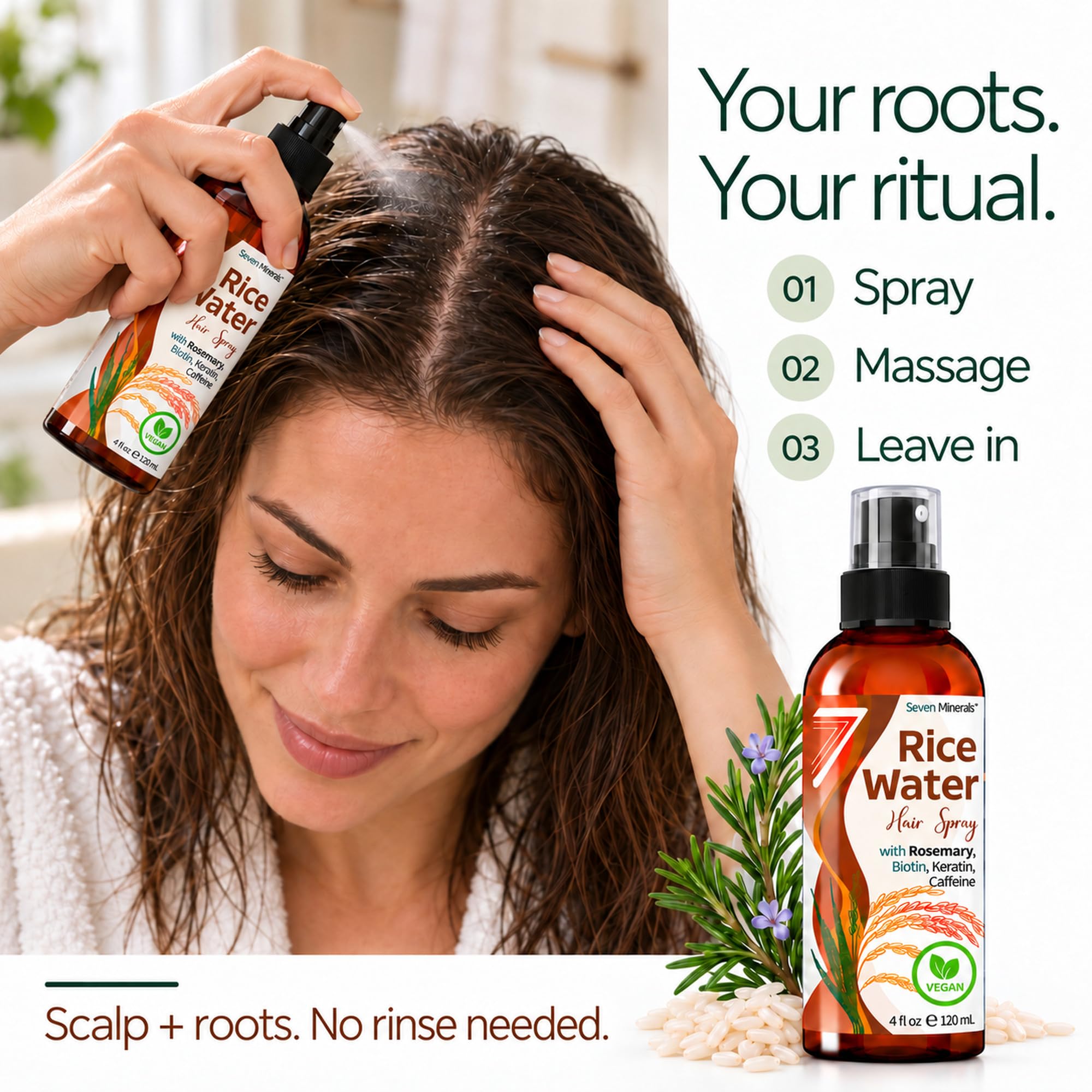 Amazon.com: Seven Minerals Rosemary and Rice Water Spray for Hair