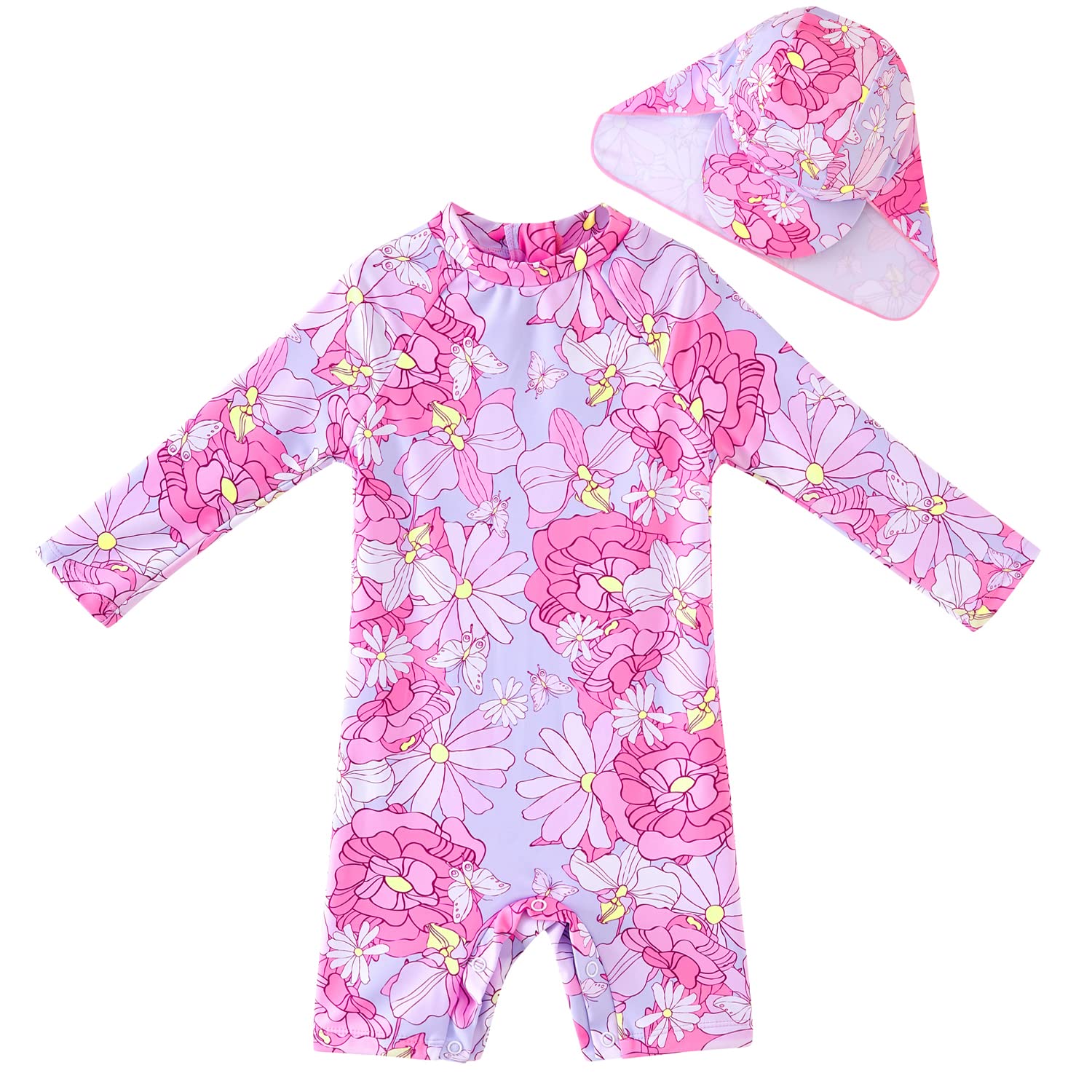 UMELOK Baby Badebekleidung Mädchen Badeanzug mit Sonnenhut UV Schutz