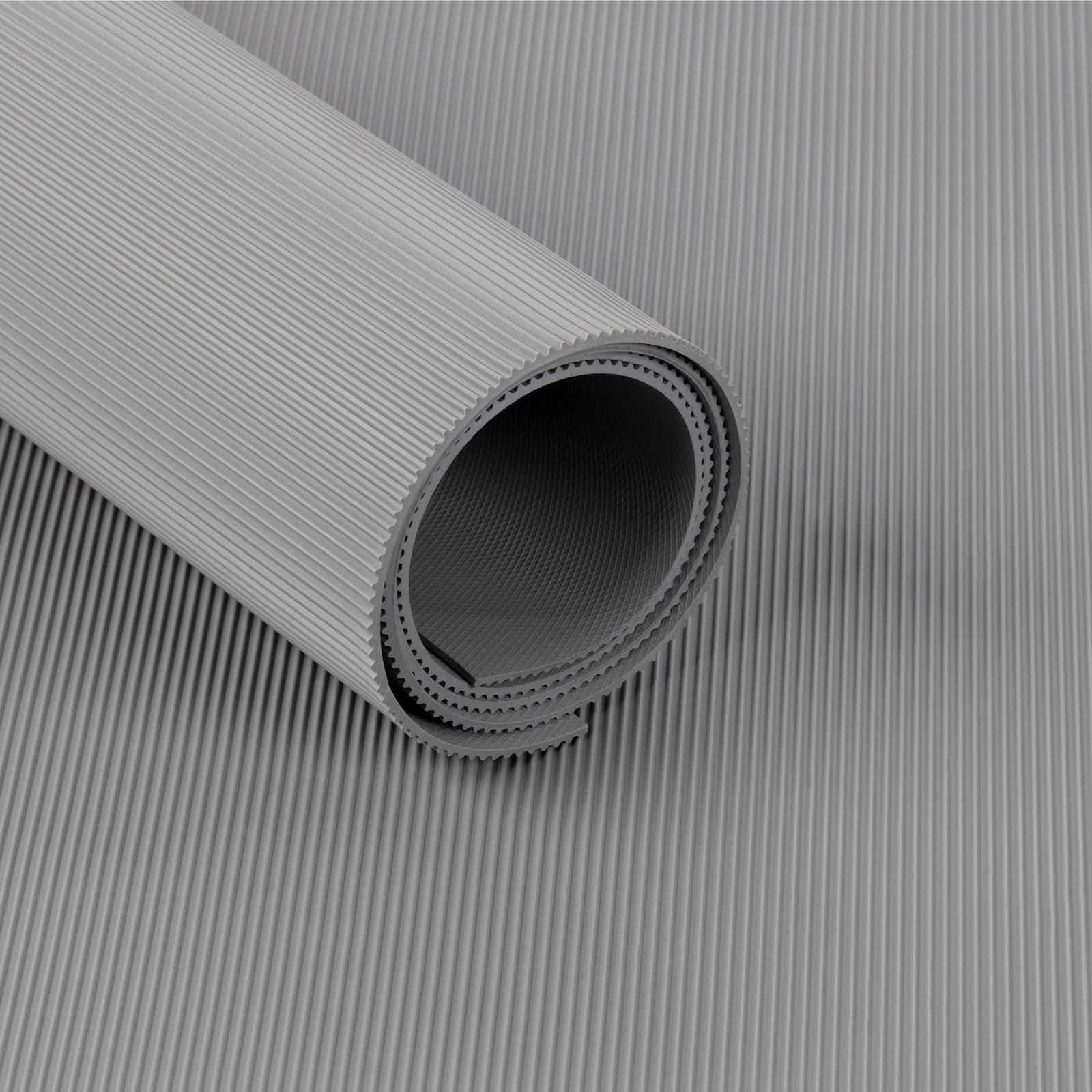 Fine Ribbed Rubber Matting (Grey) Structured Rubber Flooring, 3 mm Thick Rubber Switchboard Floor Mat, Garage Flooring Roll, Commercial Rubber Floor, Van Lining Protection Mat (100 x 250 cm)