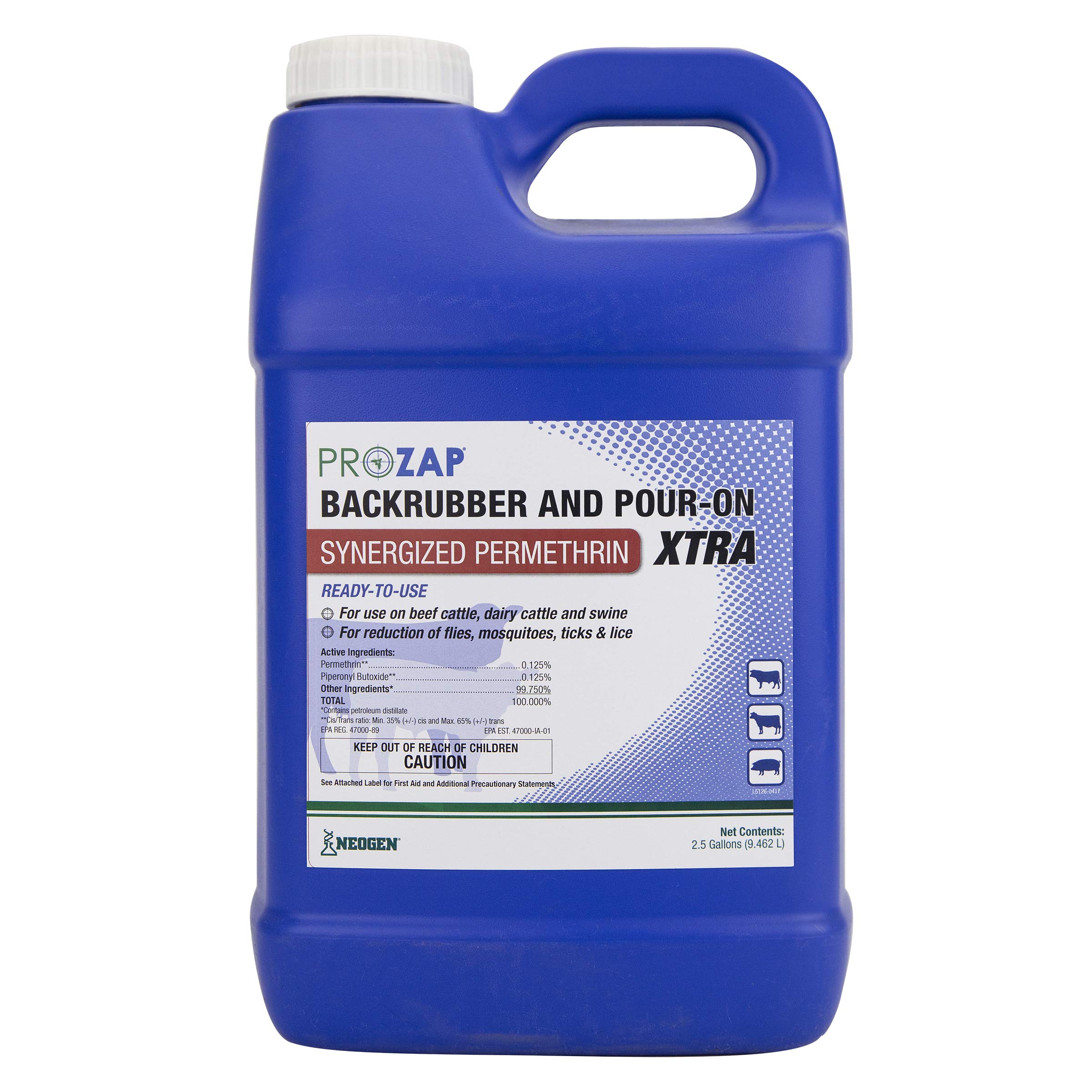 NeogenCHEMTECH 048-1109670 698300 Prozap Backrubber & Pour-On, Blue, 2.5 Gallon, 966010